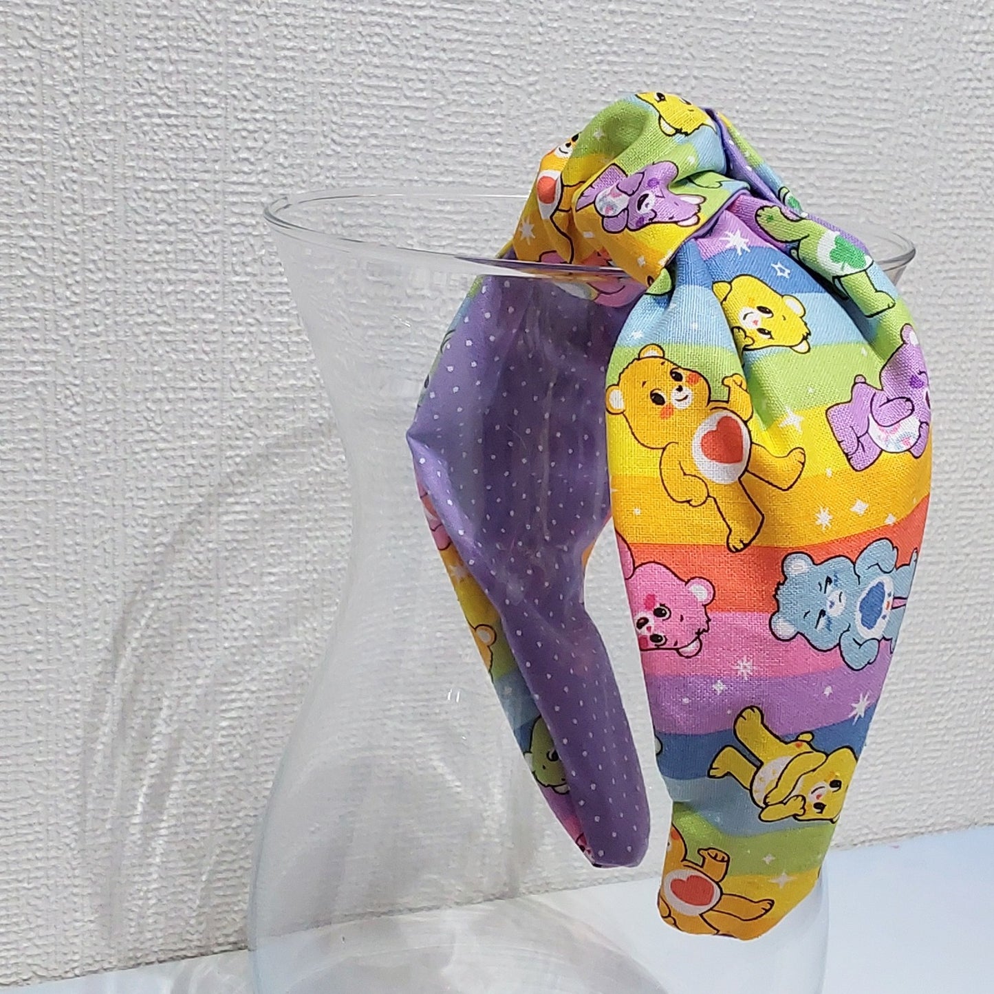 Copy of Hairband Care Bears Rainbow Lilac Cotton Fabric Bespoke Top Knot Headband