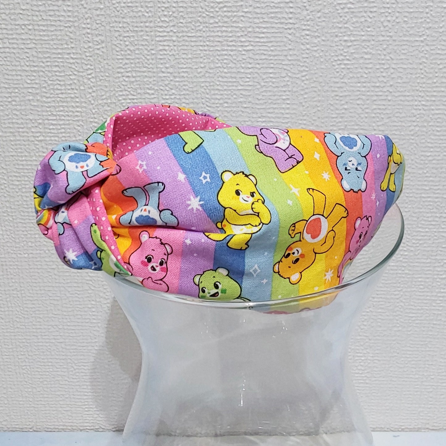 Hairband Care Bears Rainbow Pink Cotton Fabric Bespoke Top Knot Headband