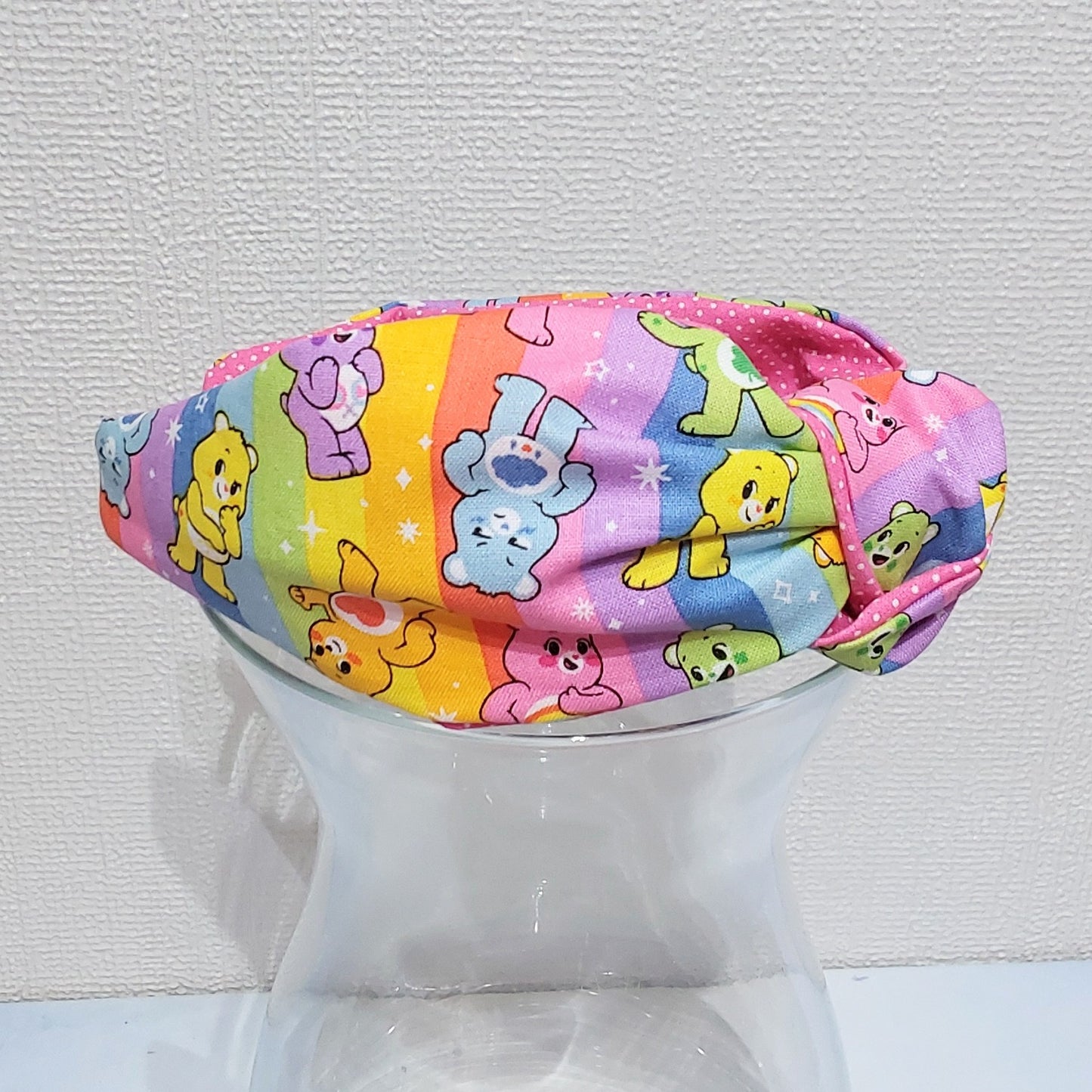 Hairband Care Bears Rainbow Pink Cotton Fabric Bespoke Top Knot Headband