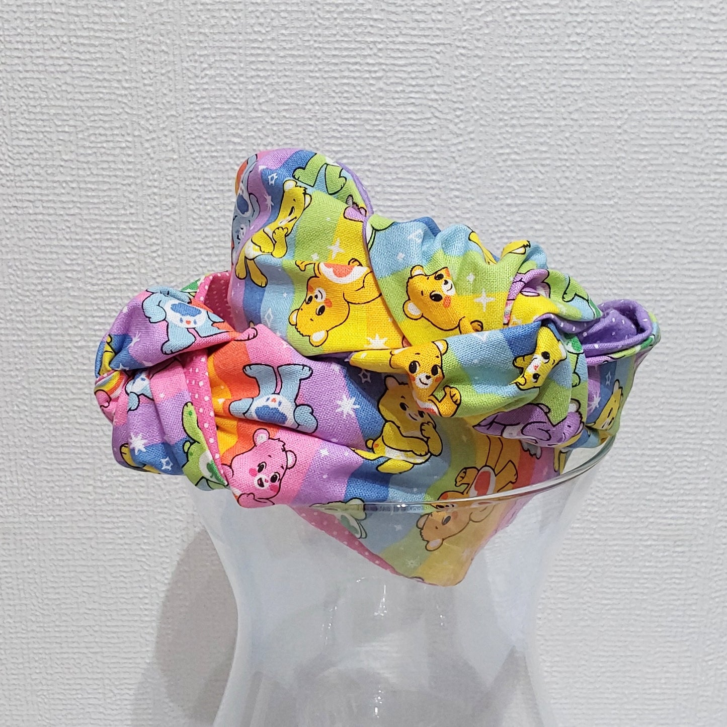 Hairband Care Bears Rainbow Pink Cotton Fabric Bespoke Top Knot Headband