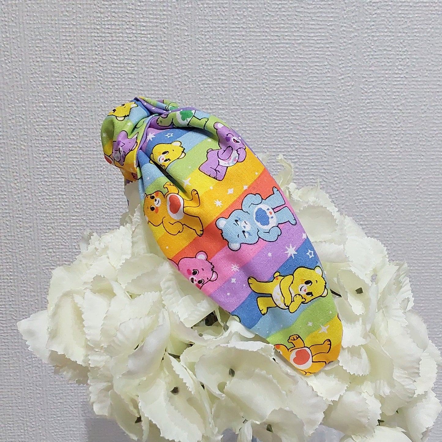 Hairband Care Bears Rainbow Pink Cotton Fabric Bespoke Top Knot Headband
