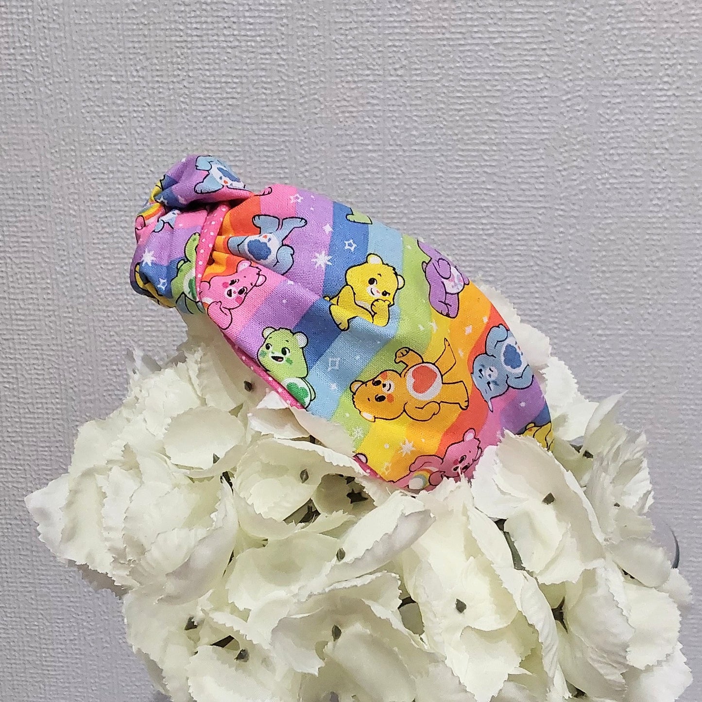 Hairband Care Bears Rainbow Pink Cotton Fabric Bespoke Top Knot Headband