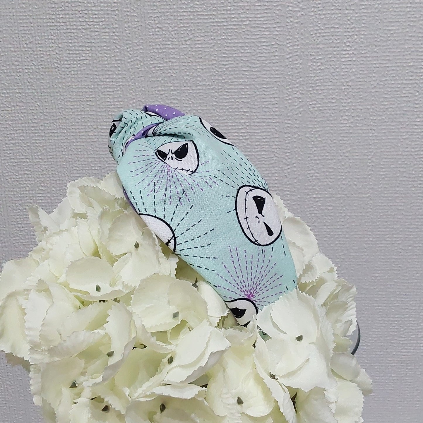Hairband Disney Nightmare Before Xmas Jack Skeleton Turquoise Cotton Fabric Bespoke Top Knot Headband