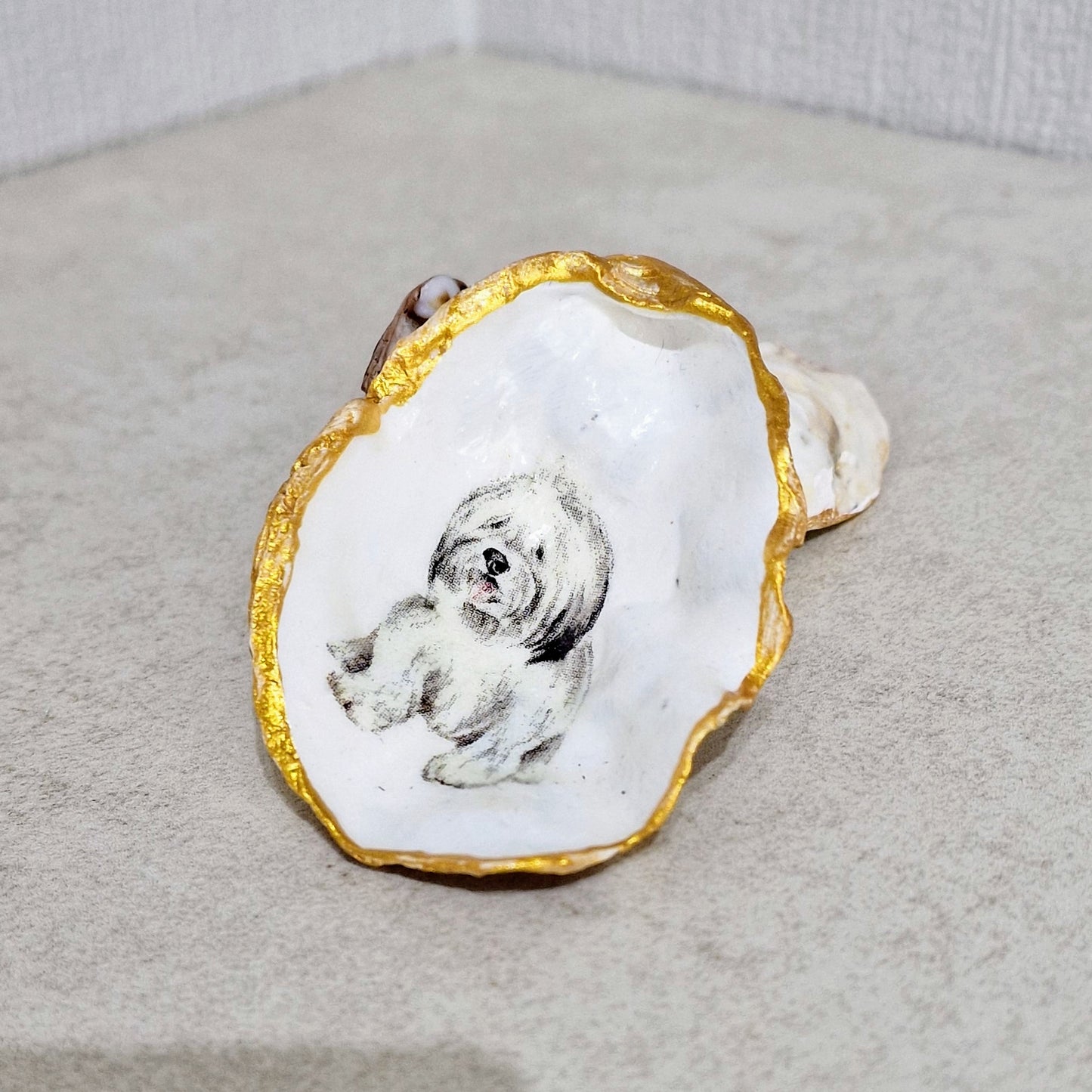 Old English Sheepdog Labradoodle Dog Oyster Shell Trinket Dish