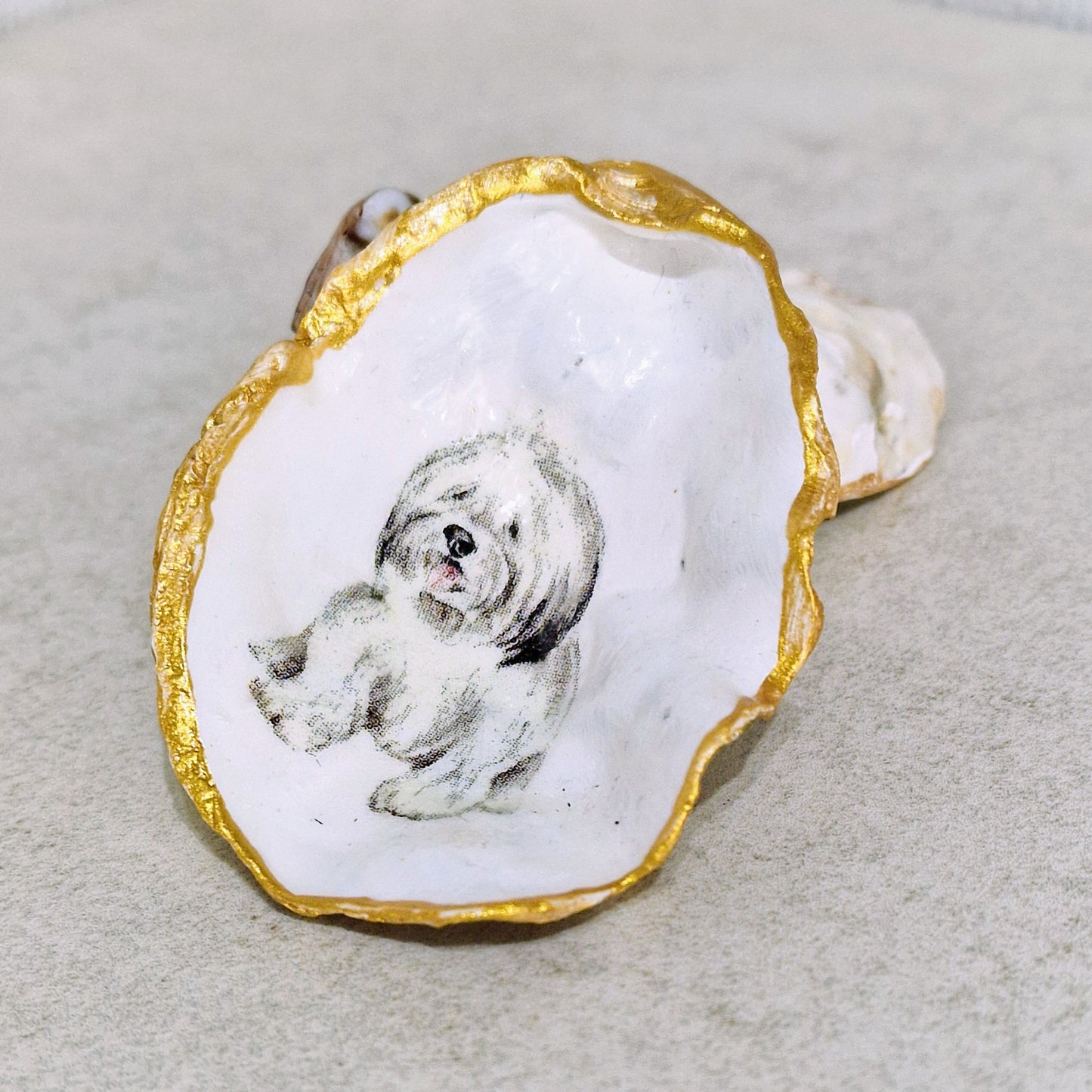 Old English Sheepdog Labradoodle Dog Oyster Shell Trinket Dish