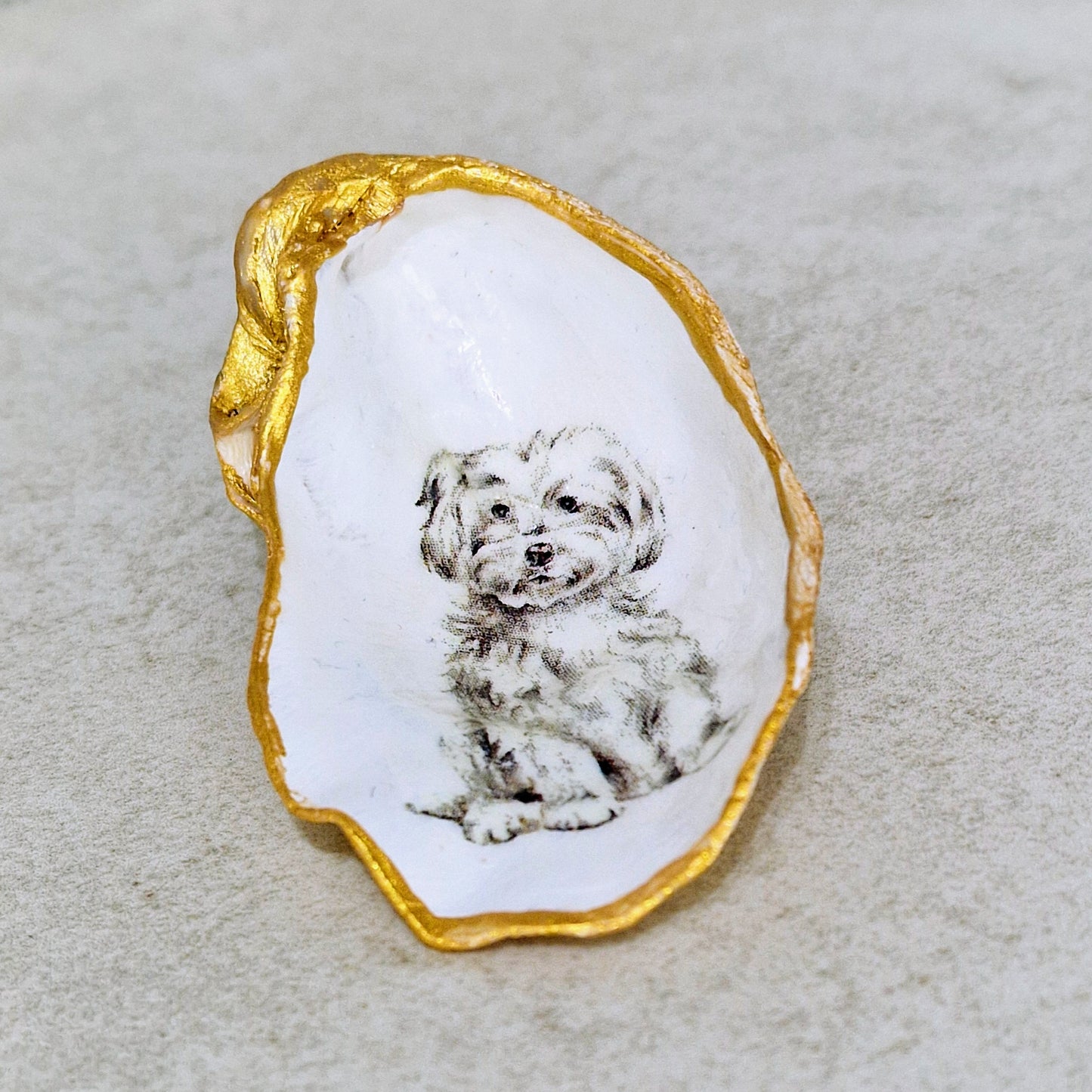 Cockapoo Labradoodle Dog Oyster Shell Trinket Dish