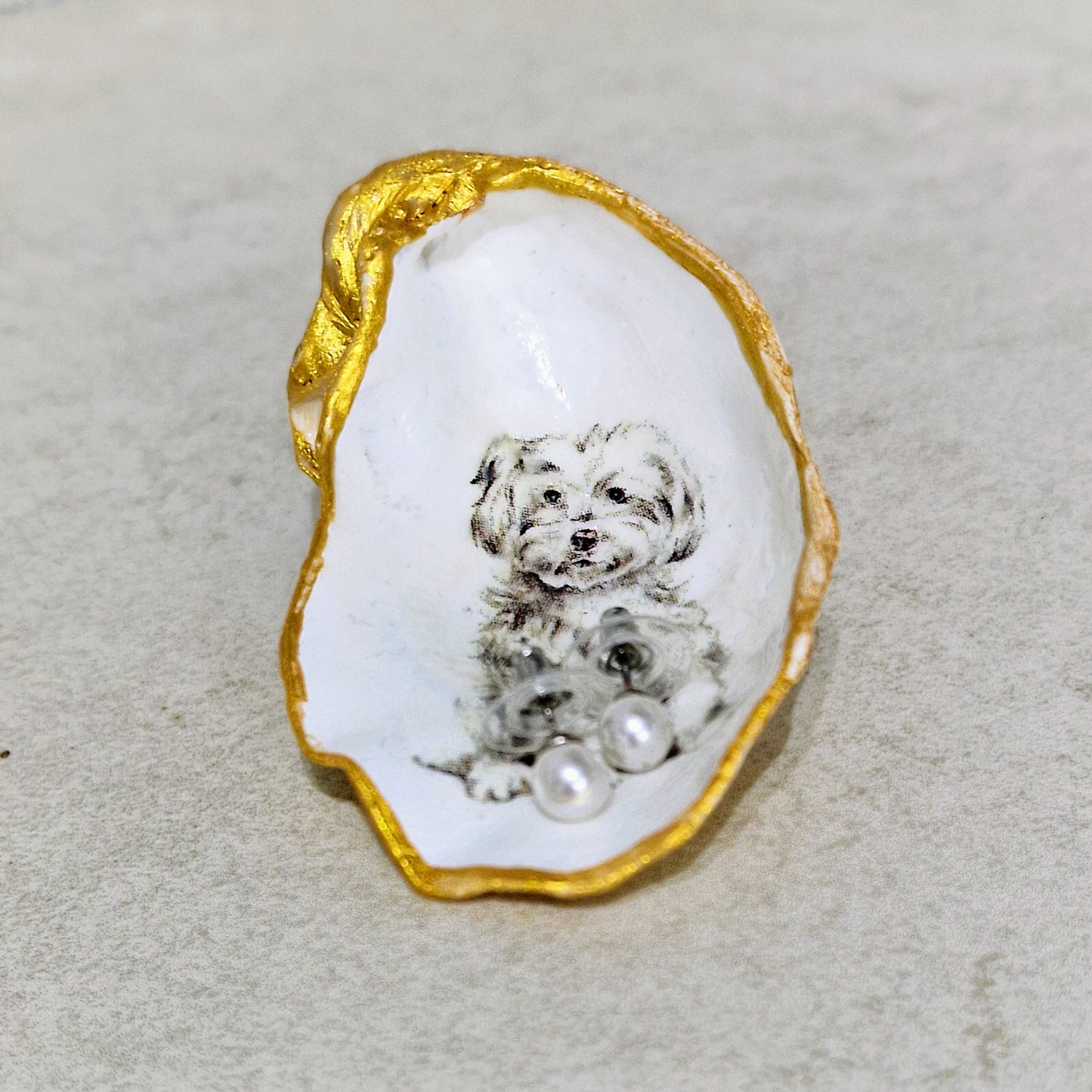 Cockapoo Labradoodle Dog Oyster Shell Trinket Dish