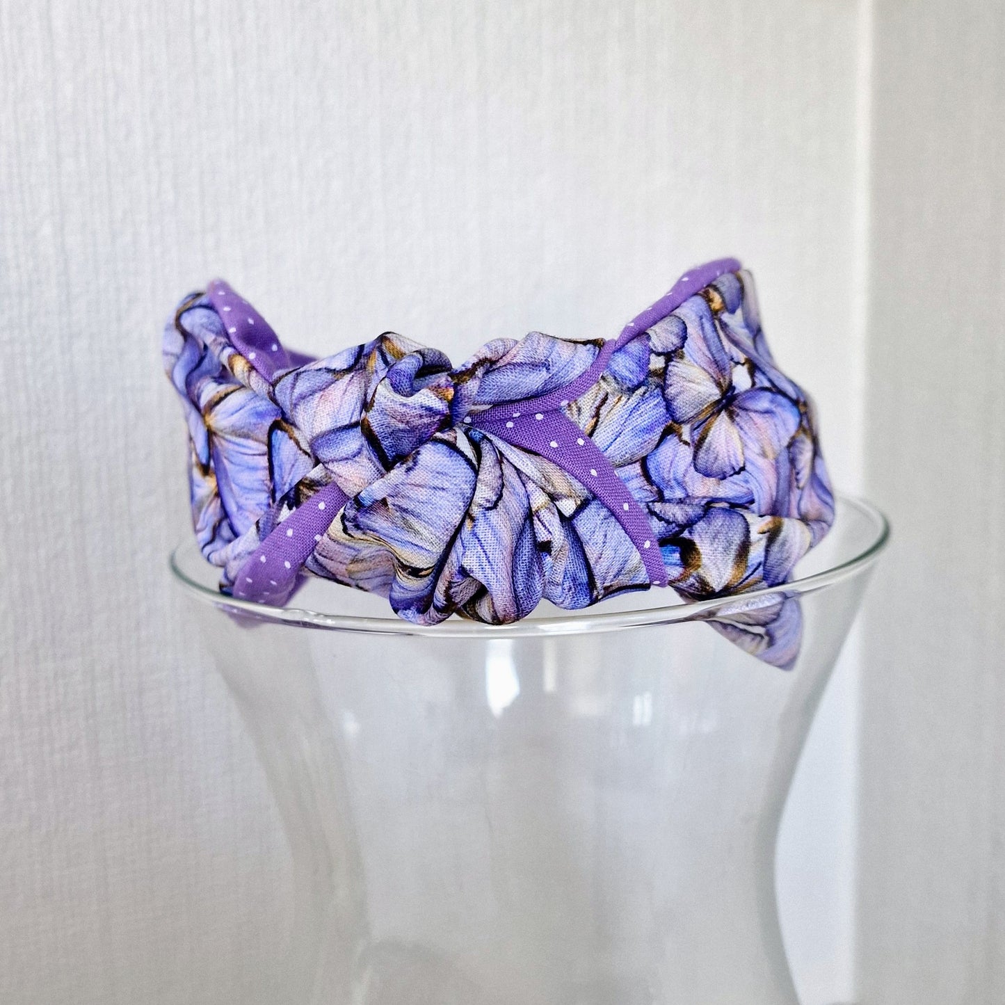 Hairband Lilac Purple Butterfly Cotton Fabric Bespoke Top Knot Headband