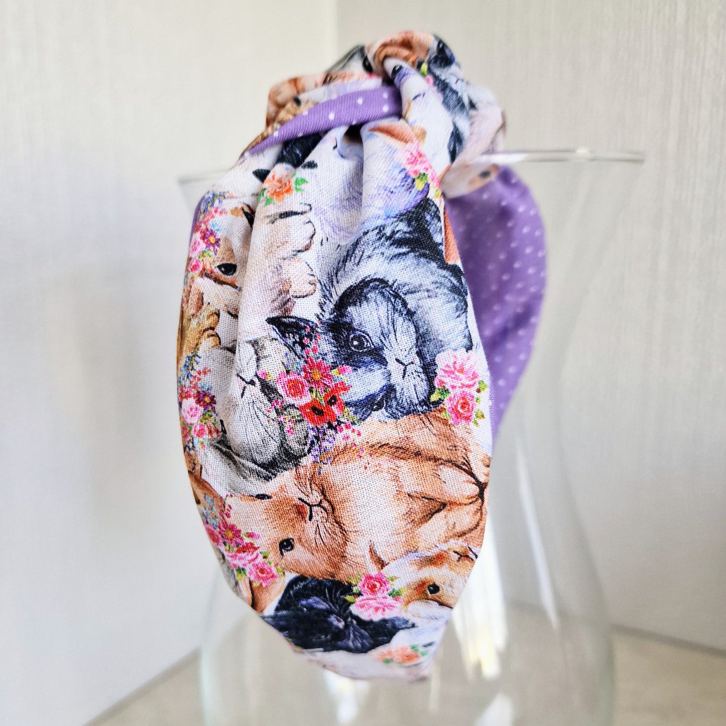 Hairband Easter Bunny Rabbit Cotton Fabric Bespoke Top Knot Headband