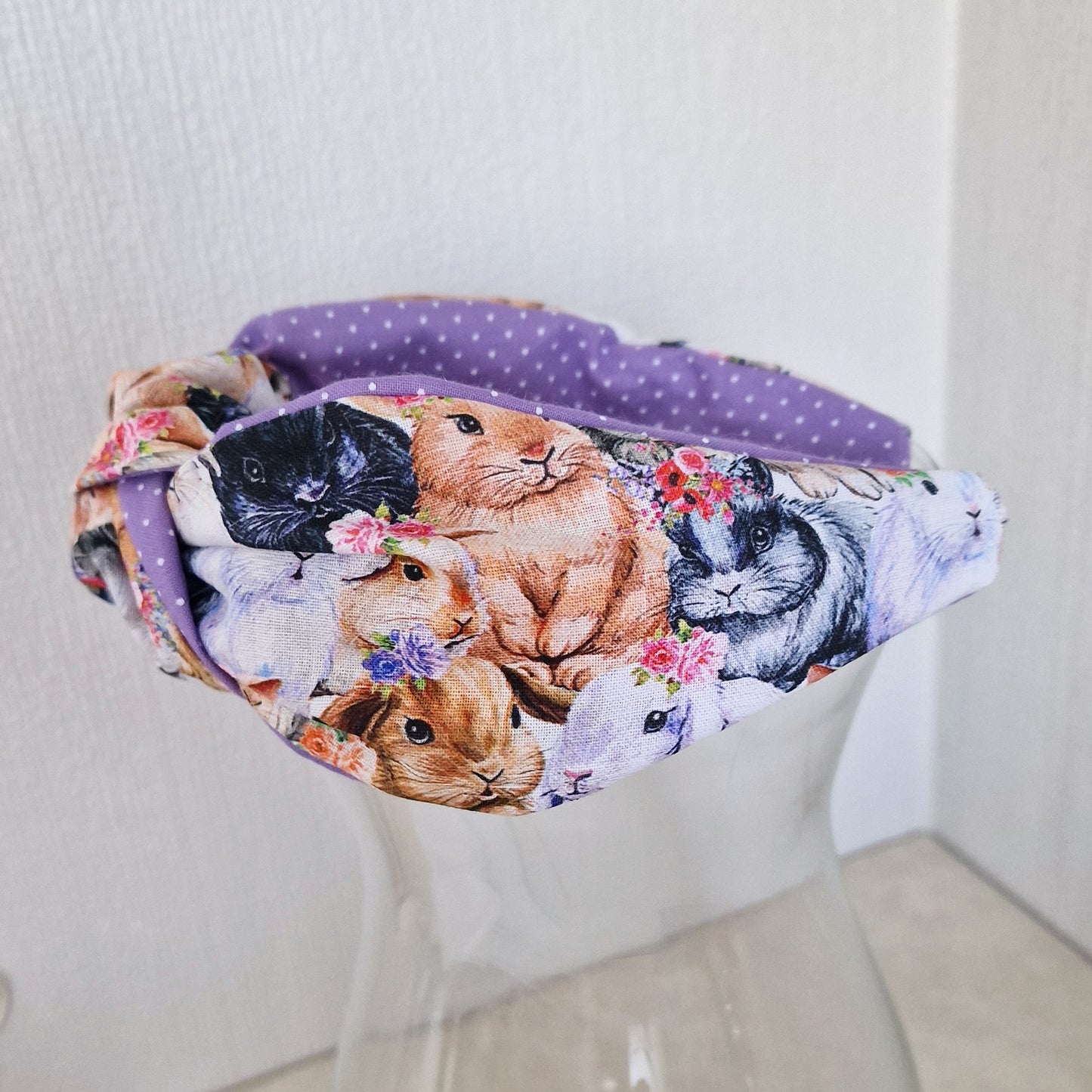 Hairband Easter Bunny Rabbit Cotton Fabric Bespoke Top Knot Headband