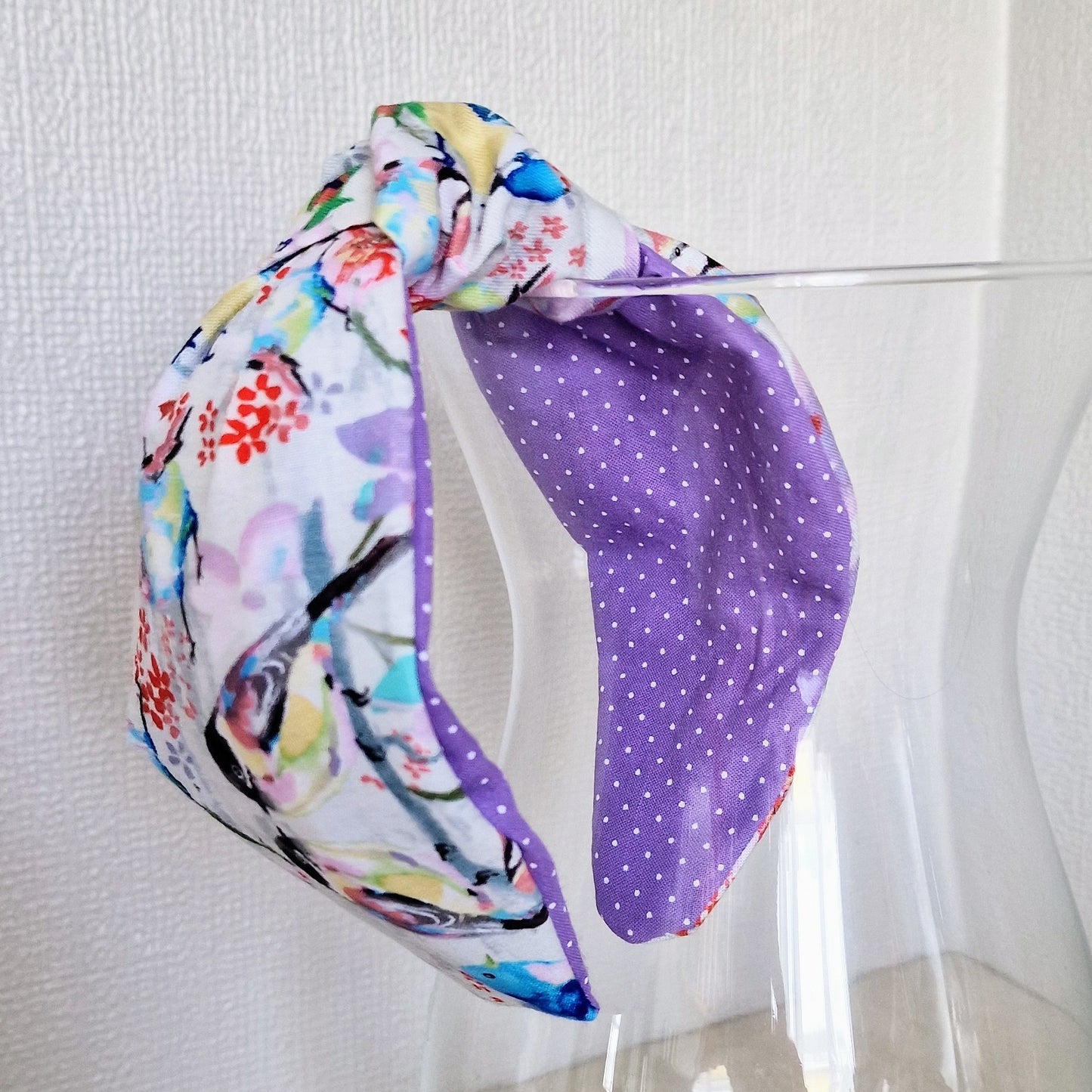 Hairband Blue Tits Birds Cotton Fabric Bespoke Top Knot Headband