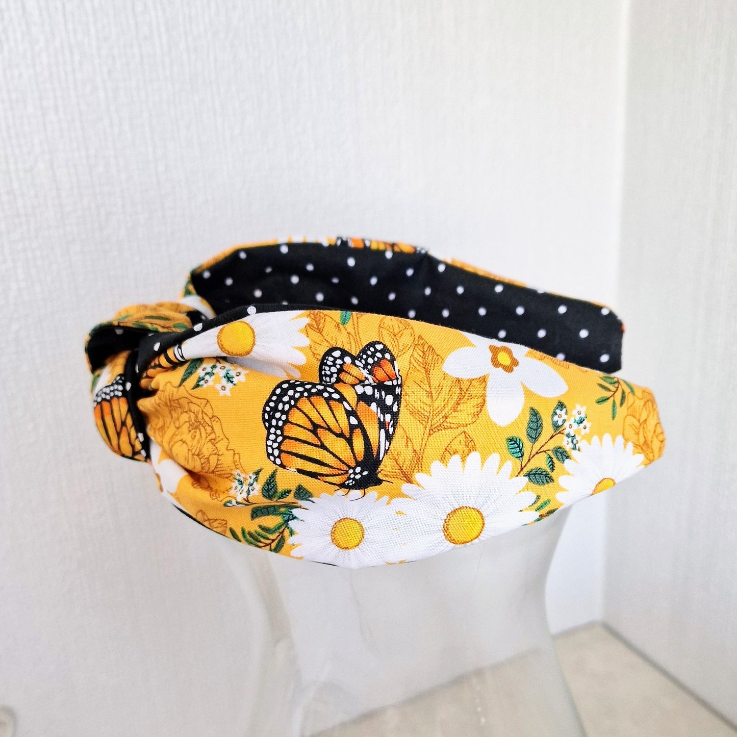Hairband Orange Butterfly Cotton Fabric Bespoke Top Knot Headband