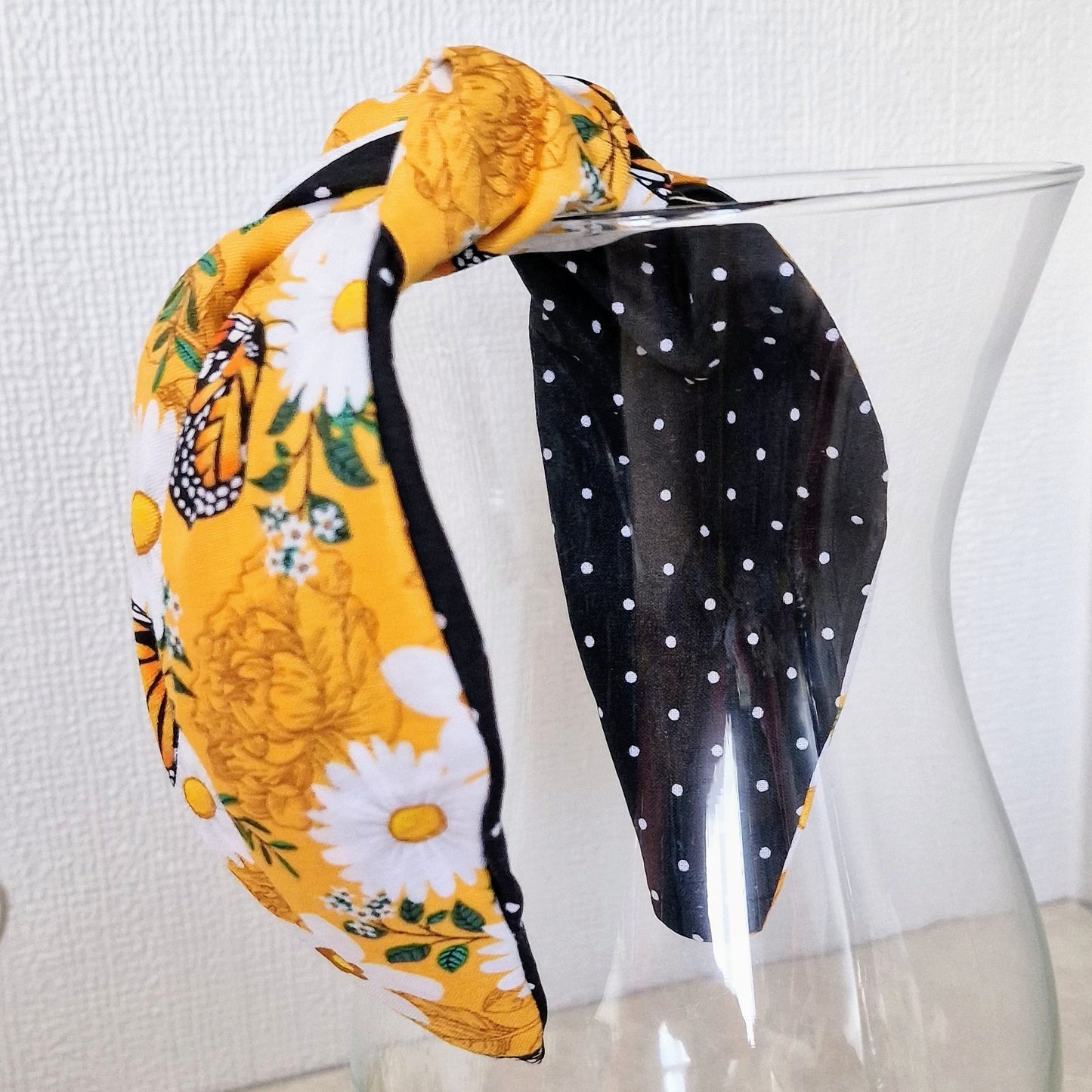 Hairband Orange Butterfly Cotton Fabric Bespoke Top Knot Headband