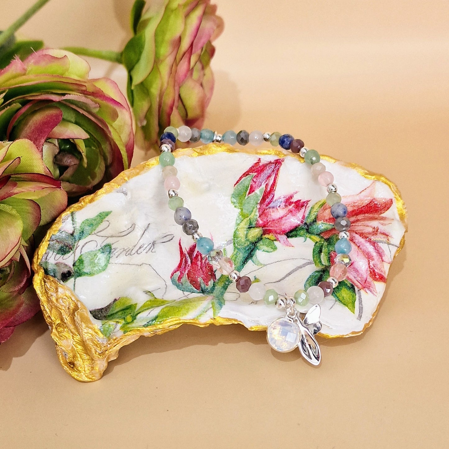 Rose Bud Flowers Garden Small Oyster Shell Trinket Dish