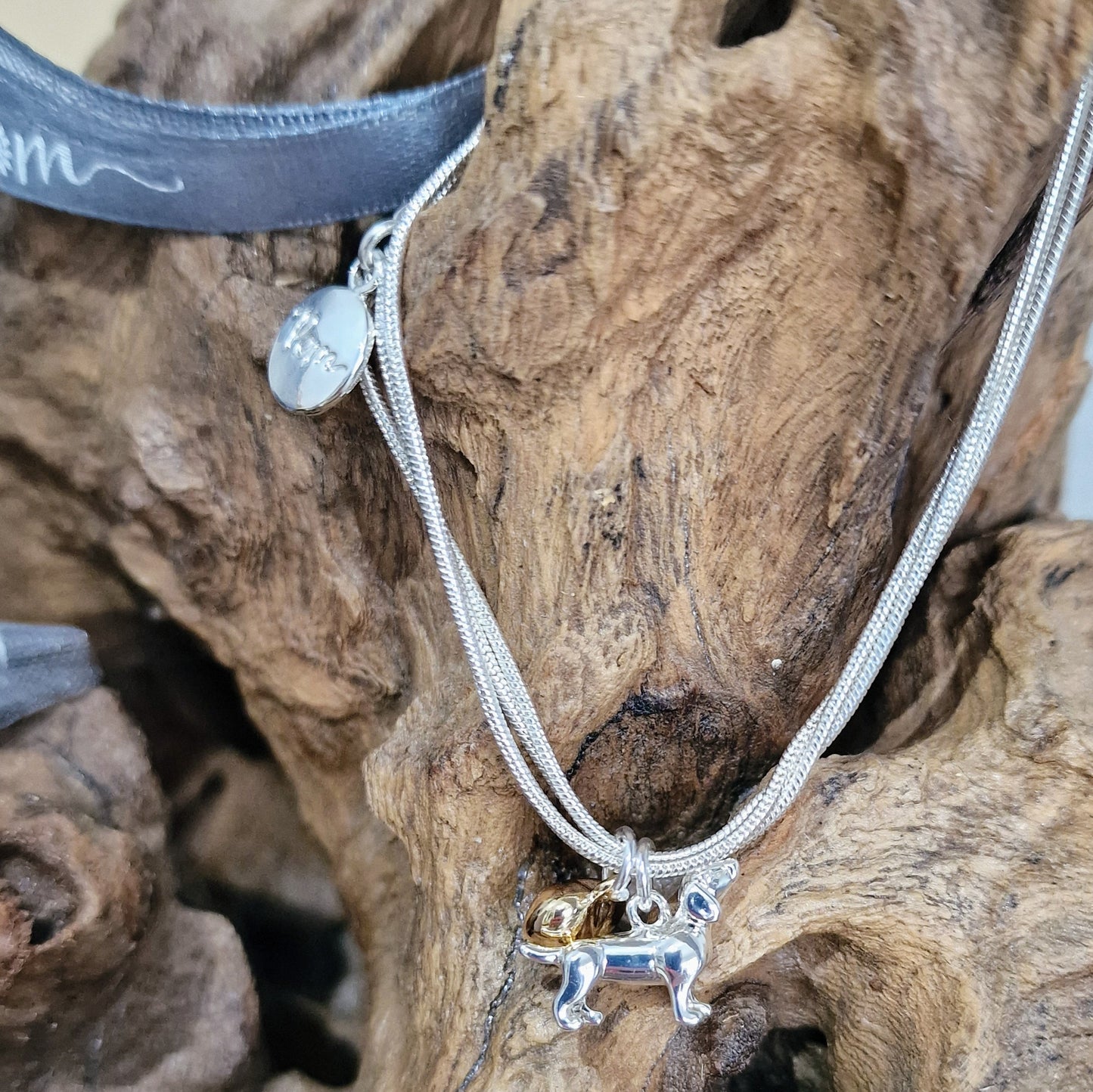 Chain Charm Bracelet with Gold Silver Plated Heart Dachshund by POM