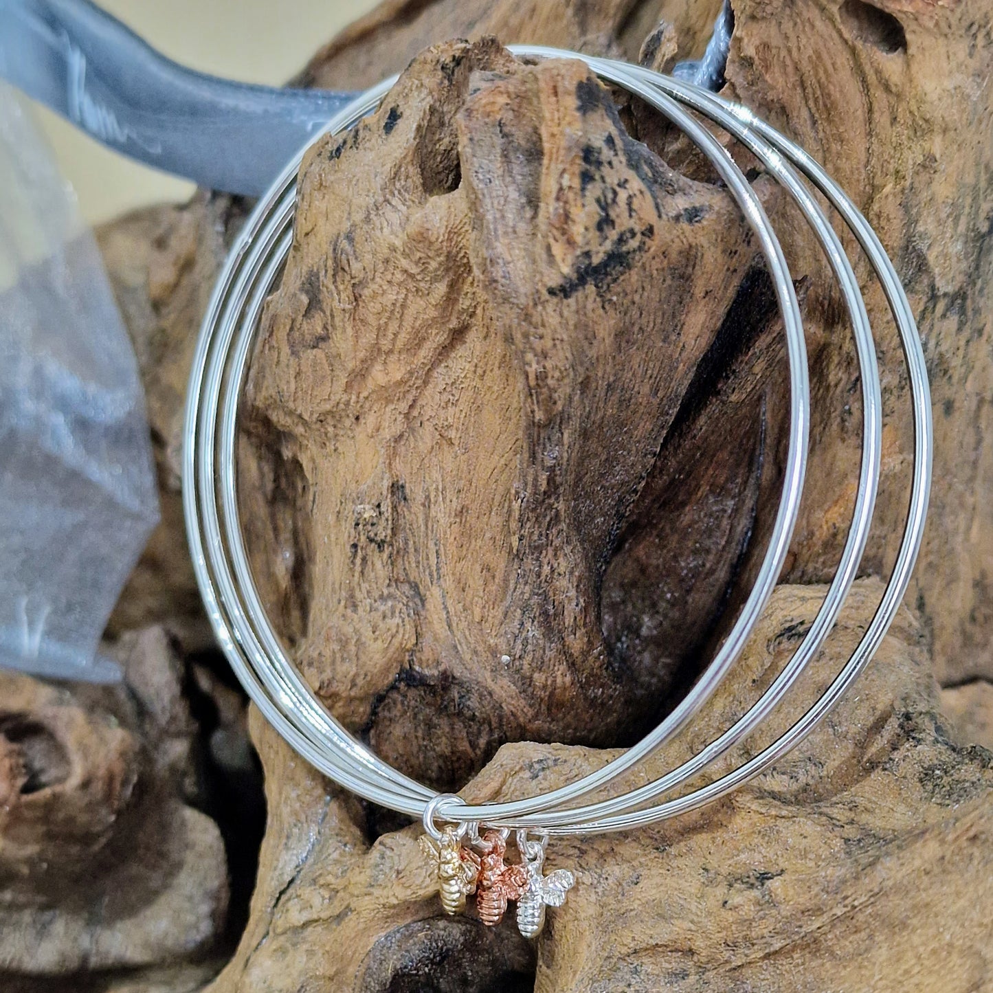 Trio Bumble Bee Silver Plated Bangles by POM