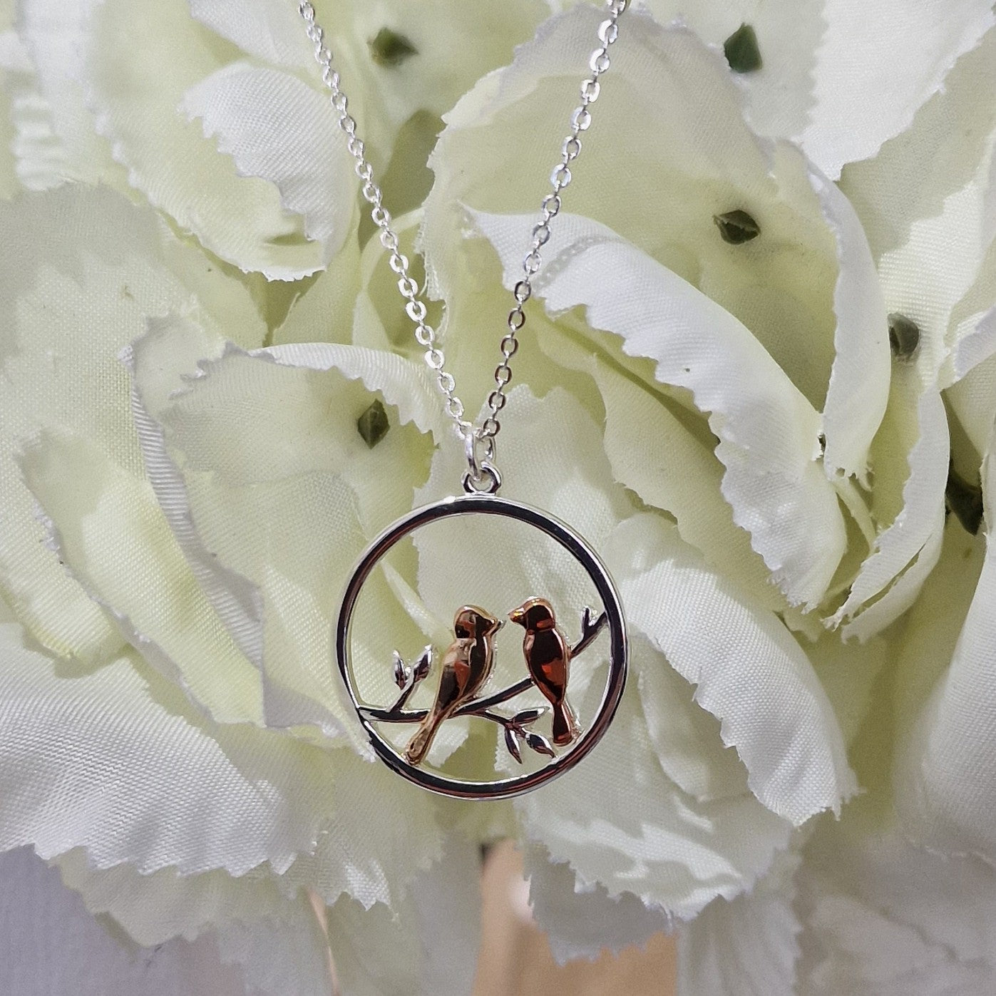 Kissing Birds Necklace Silver Gold Rose Plated by POM