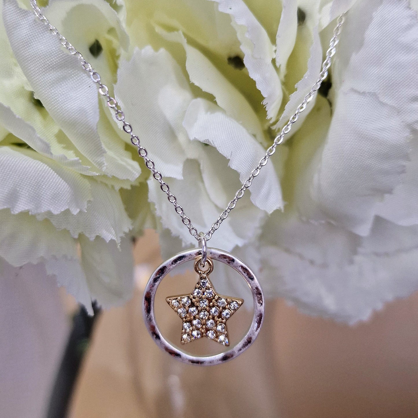 Crystal Star Pendant Silver Plated Necklace by POM
