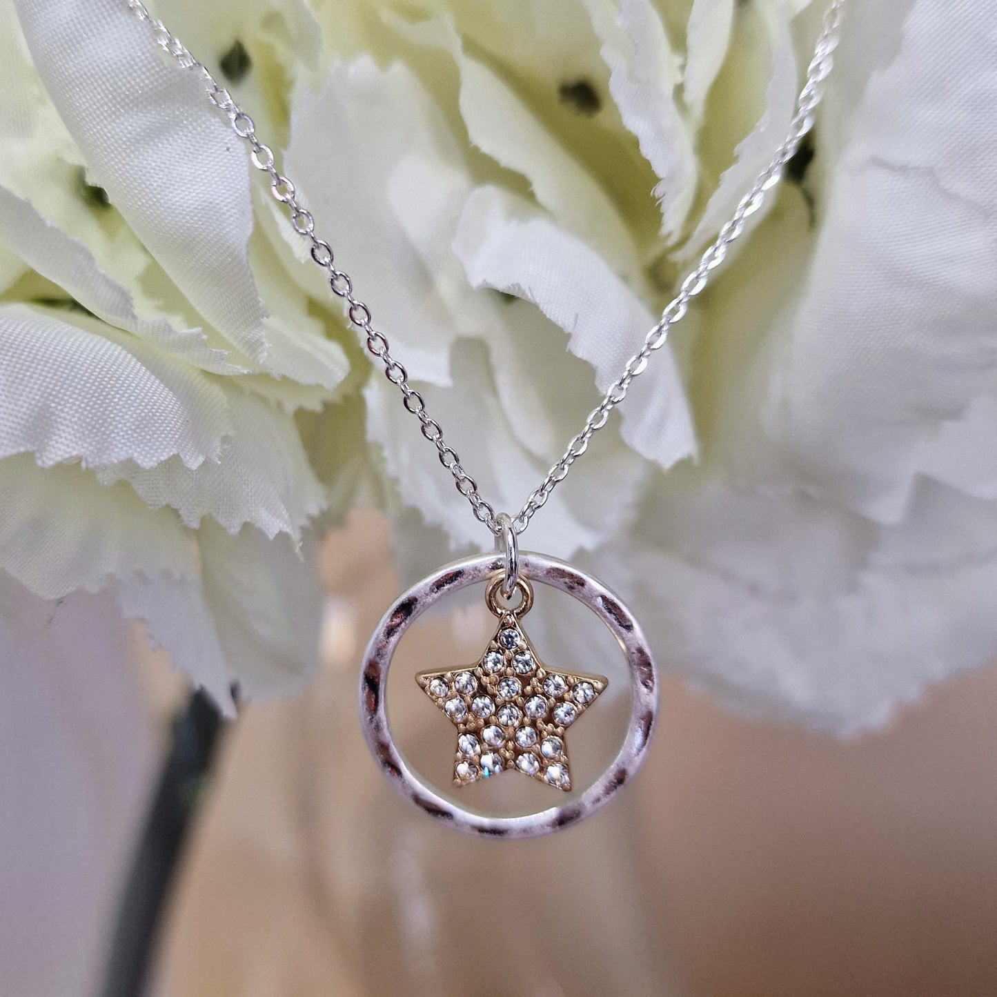 Crystal Star Pendant Silver Plated Necklace by POM
