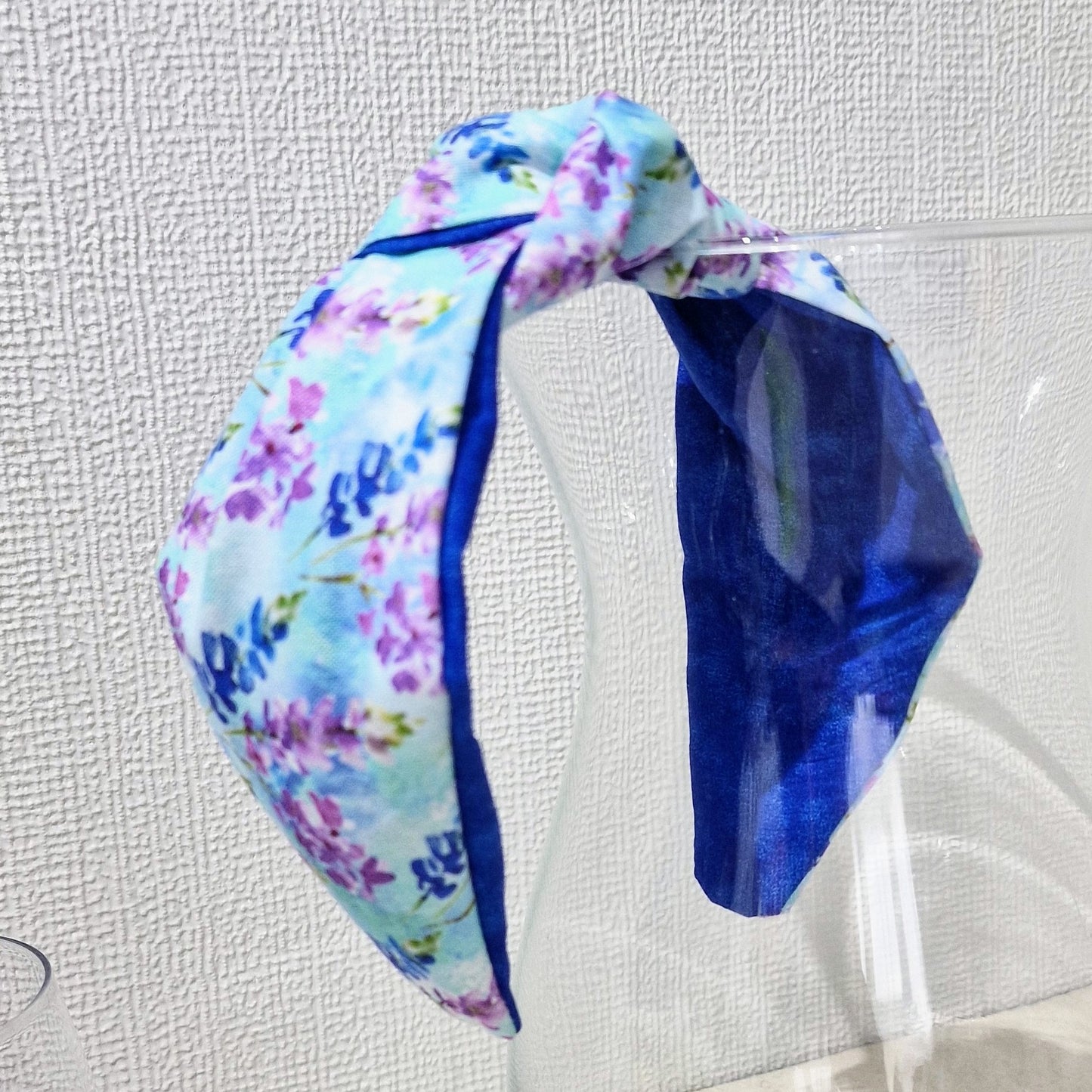 Spring Flowers Delphinium Bluebells Cotton Fabric Headband Hairband Knot Twist