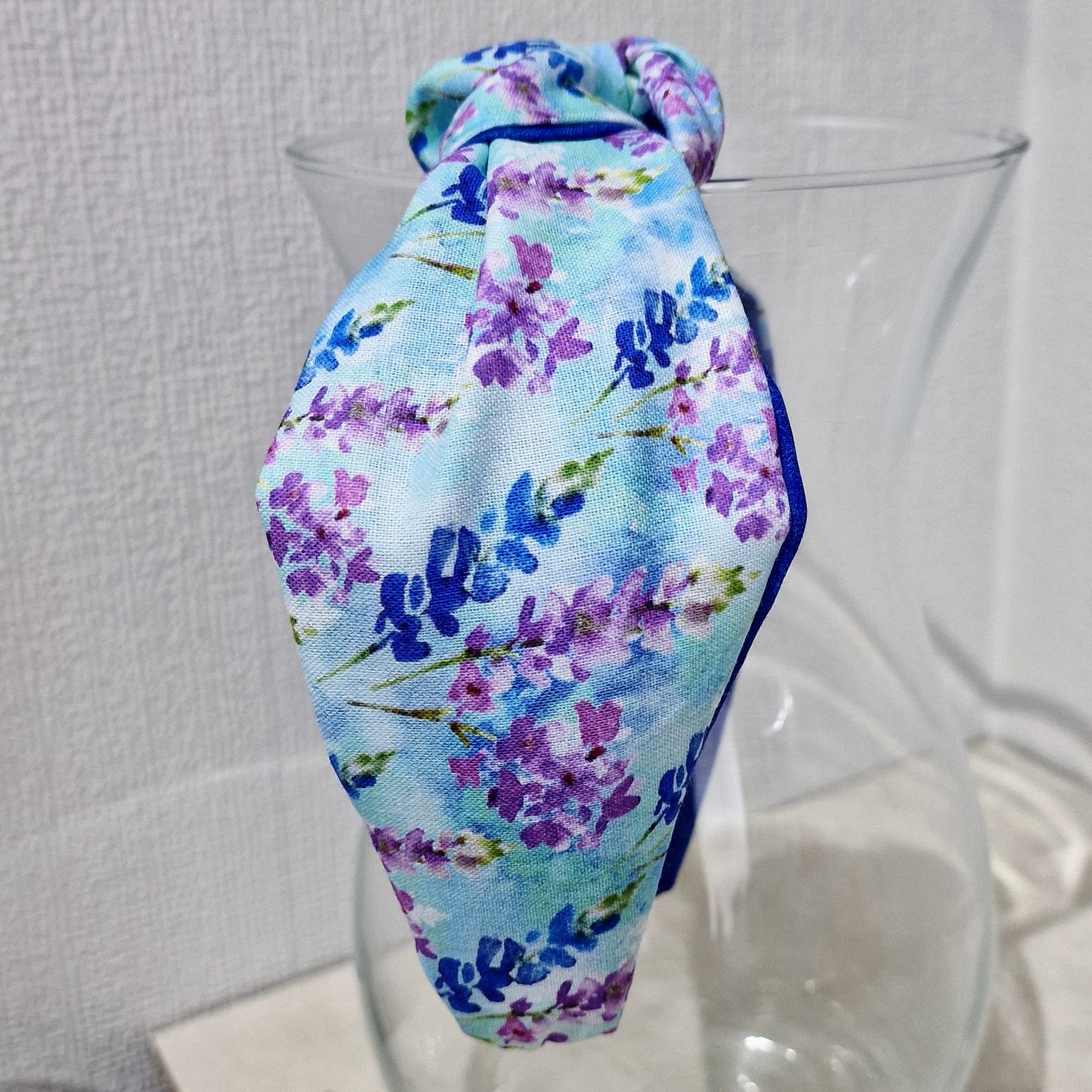 Spring Flowers Delphinium Bluebells Cotton Fabric Headband Hairband Knot Twist