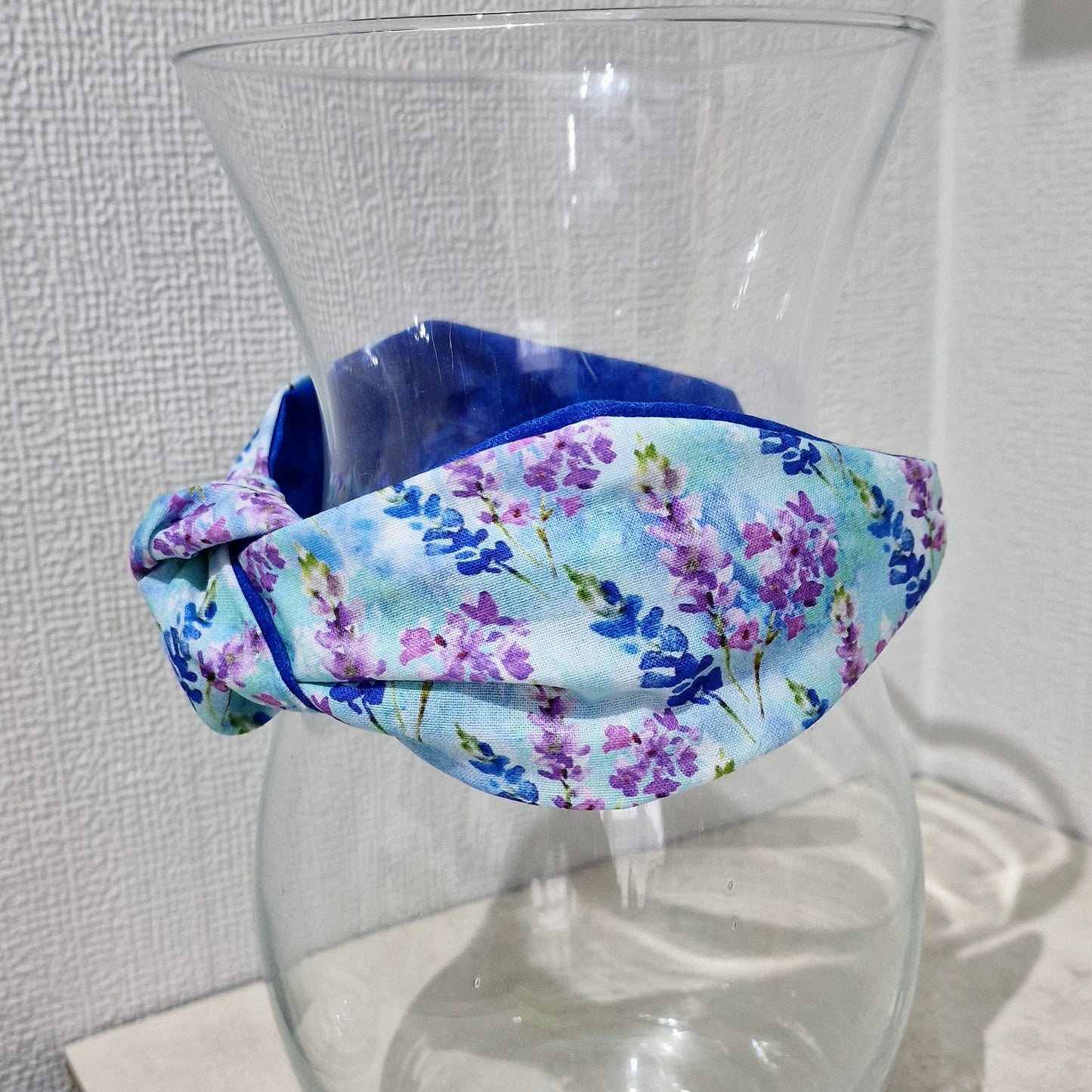 Spring Flowers Delphinium Bluebells Cotton Fabric Headband Hairband Knot Twist