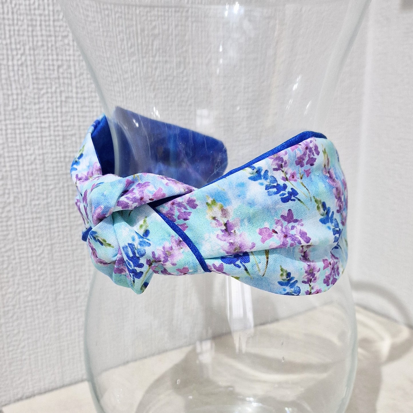 Spring Flowers Delphinium Bluebells Cotton Fabric Headband Hairband Knot Twist