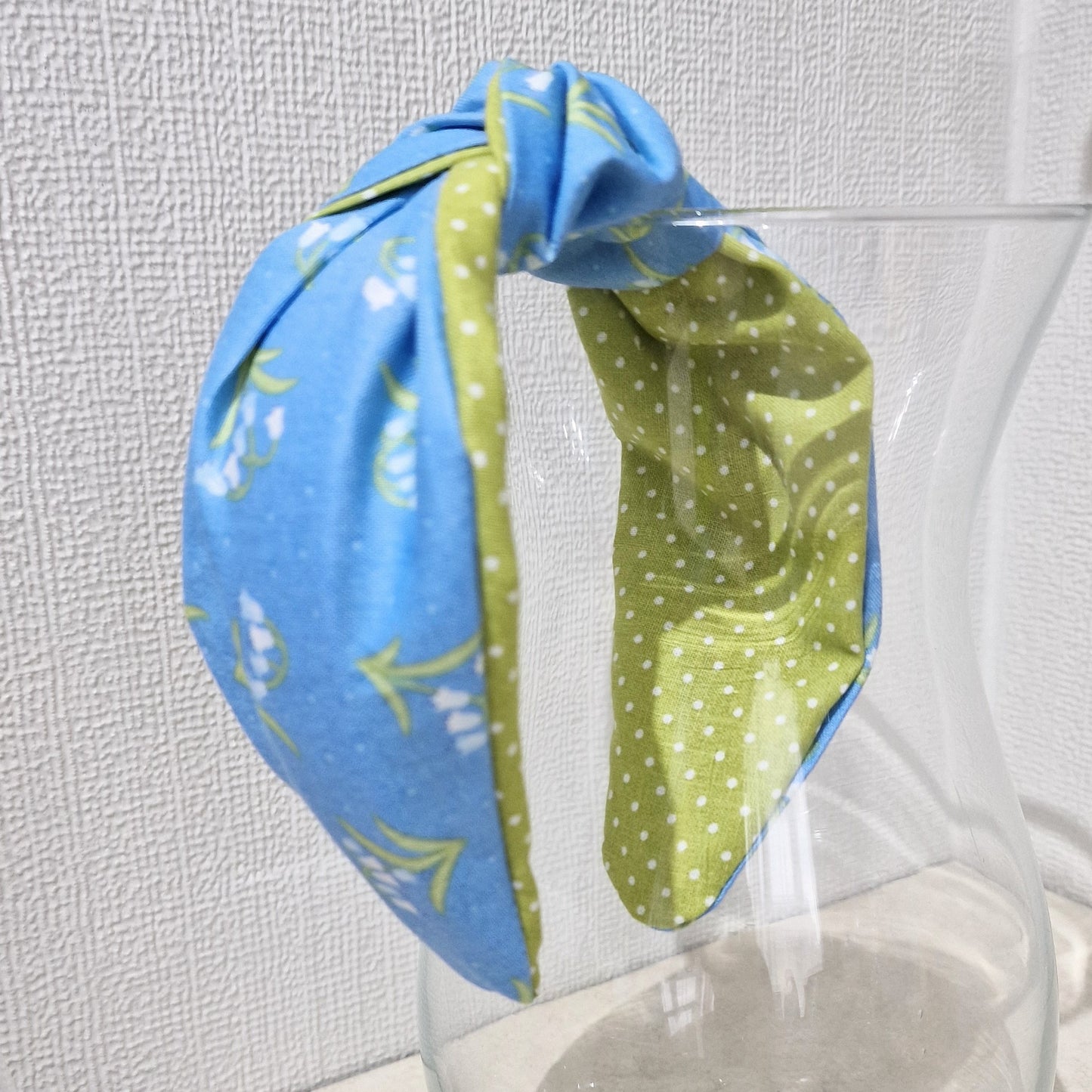Spring Flowers Whitebells Bluebells Cotton Fabric Headband Hairband Knot Twist