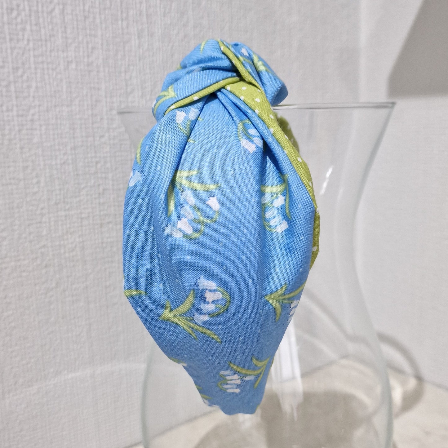 Spring Flowers Whitebells Bluebells Cotton Fabric Headband Hairband Knot Twist