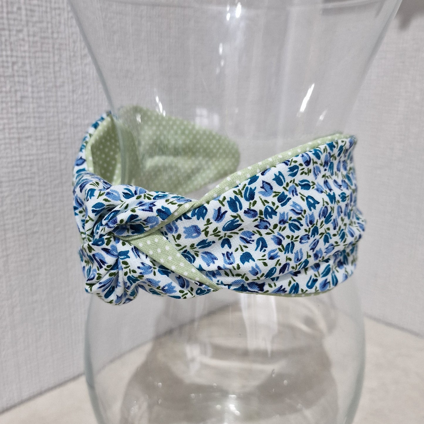 Spring Flowers Bluebells Ditsy Cotton Fabric Headband Hairband Knot Twist Pretty