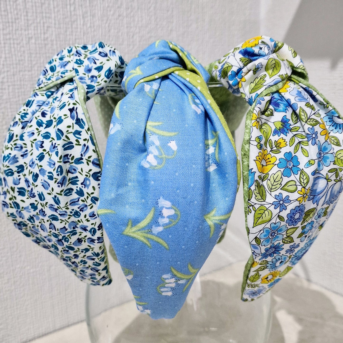 Spring Flowers Bluebells Ditsy Cotton Fabric Headband Hairband Knot Twist Pretty
