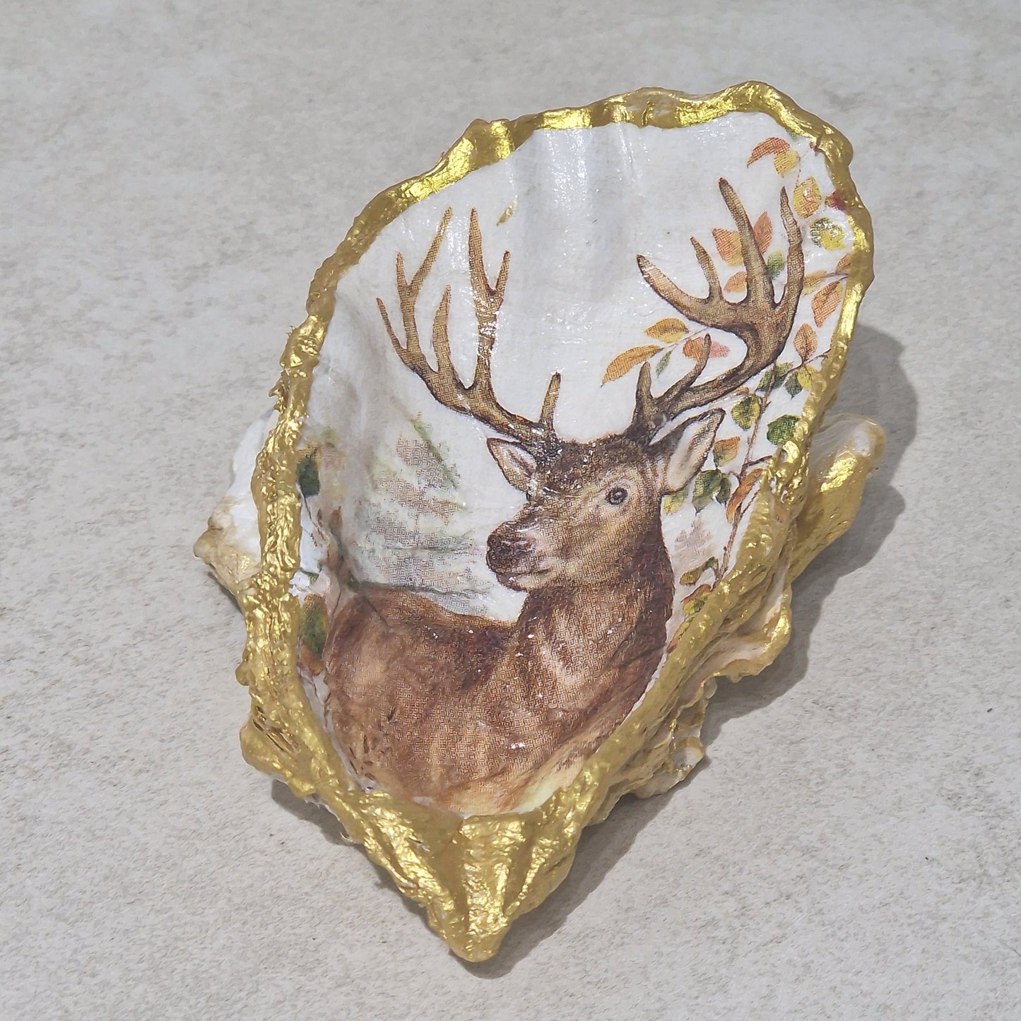 NEW Beautiful Stag Oyster Shell Trinket Dish Jewellery Holder Gift