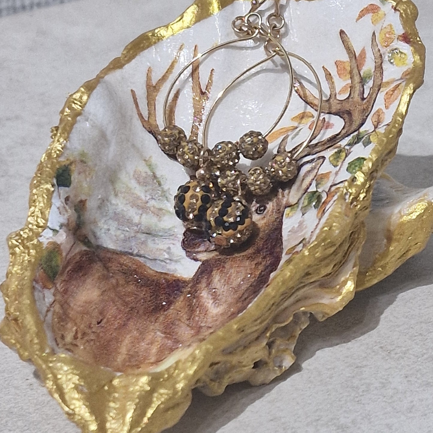 NEW Beautiful Stag Oyster Shell Trinket Dish Jewellery Holder Gift