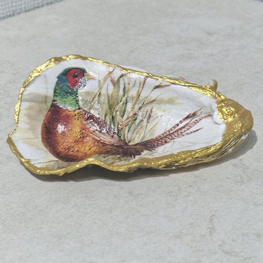 NEW Stunning Pheasant Oyster Shell Trinket Dish Jewellery Holder Gift