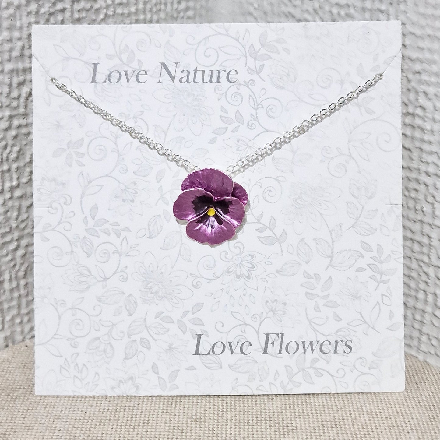 Pansy Flower Lilac Pendant Necklace