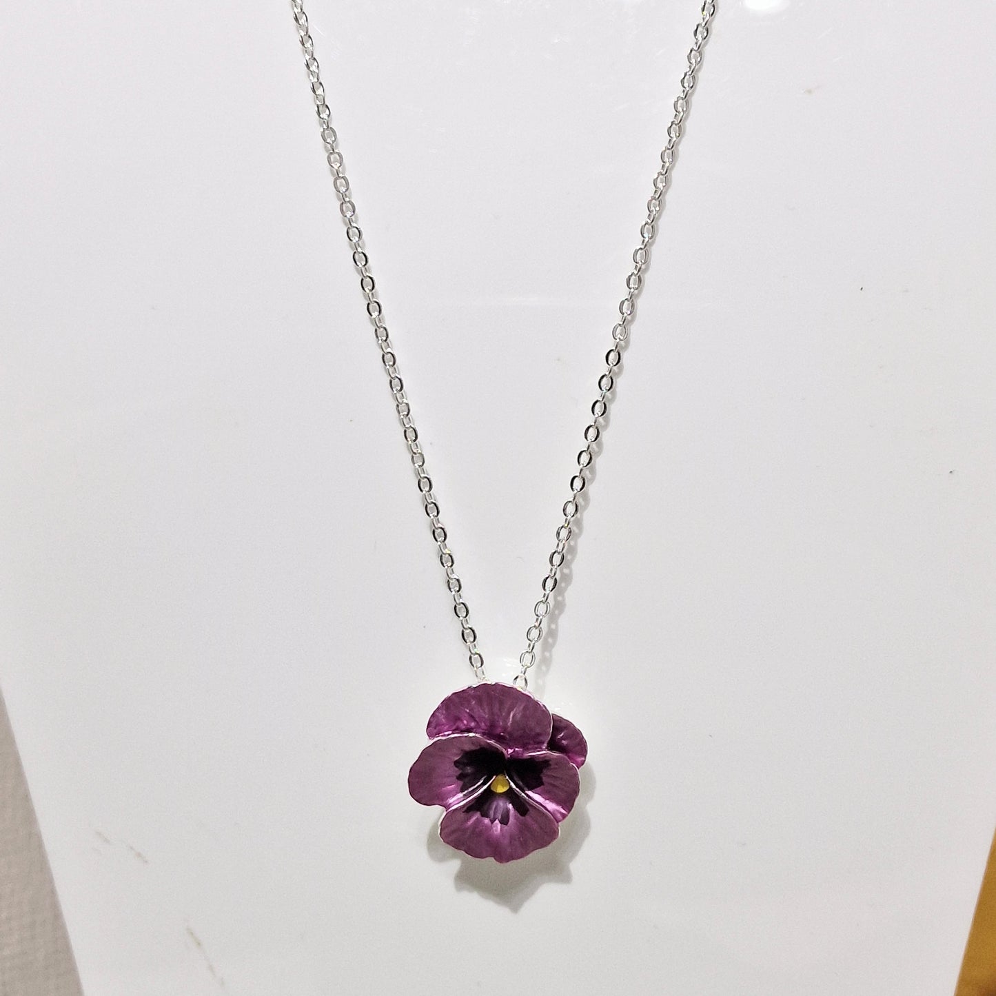 Pansy Flower Lilac Pendant Necklace