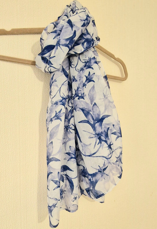 Beautiful Bluebell Flower Scarf Wrap Shawl 100% Polyester Gift New