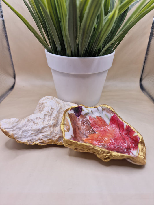 Autumn Leaves Oyster Shell Trinket Dish