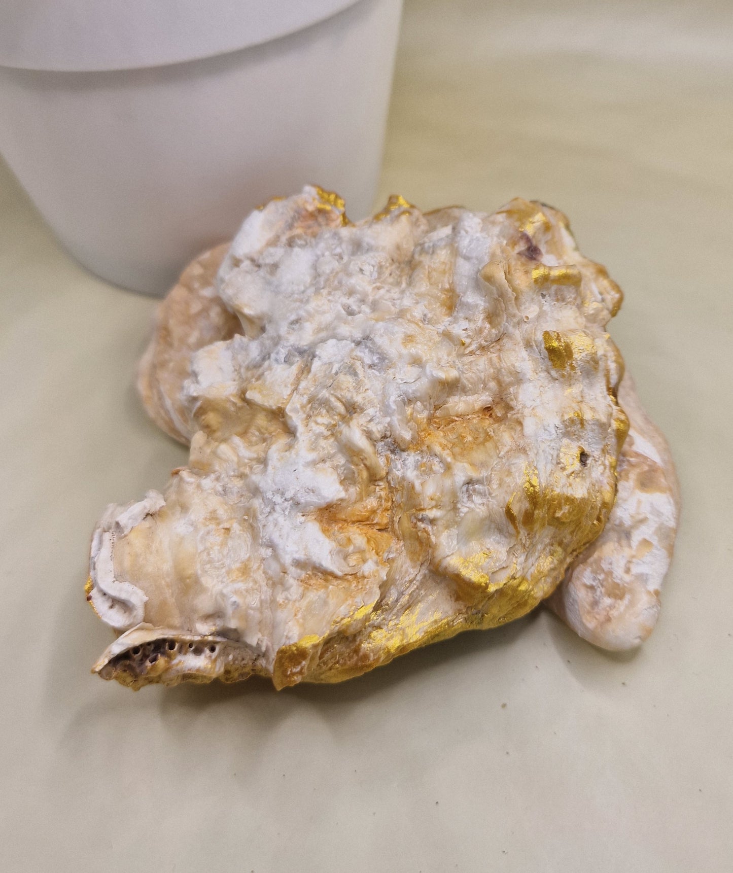 BMO-015  Blue Hydrangea Flower Oyster Shell Trinket Dish