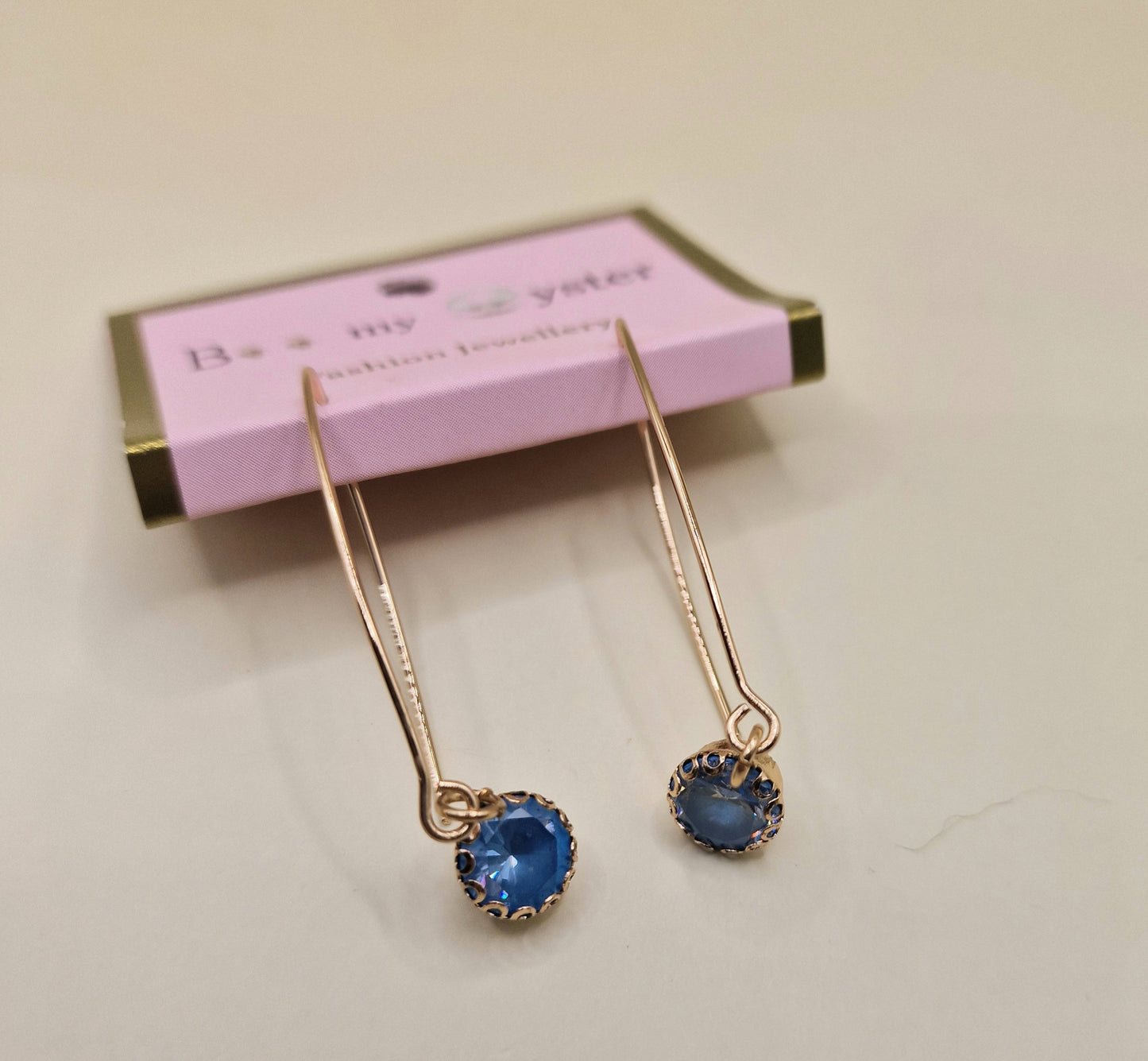 JEW-011  Blue Crystal Long Pierced Drop Fashion Earrings