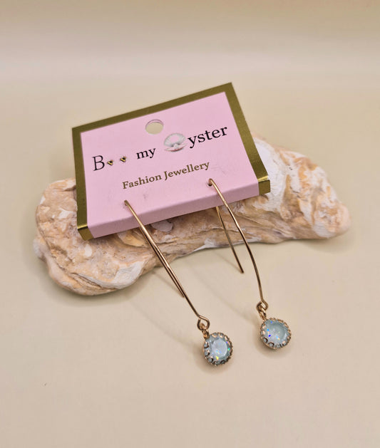 JEW-013  Mint Crystal Long Pierced Drop Fashion Earrings