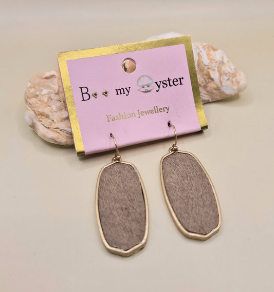 JEW-014  Grey Pierced Drop Oblong Fashion Earrings AW26