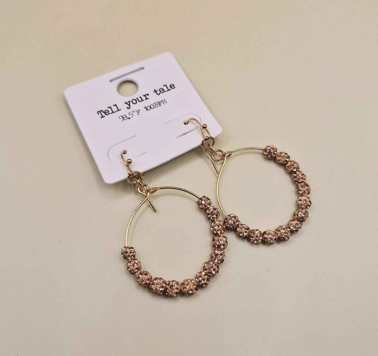Rose Gold Crystal Ball Pierced Hoop Fashion Earrings AW26