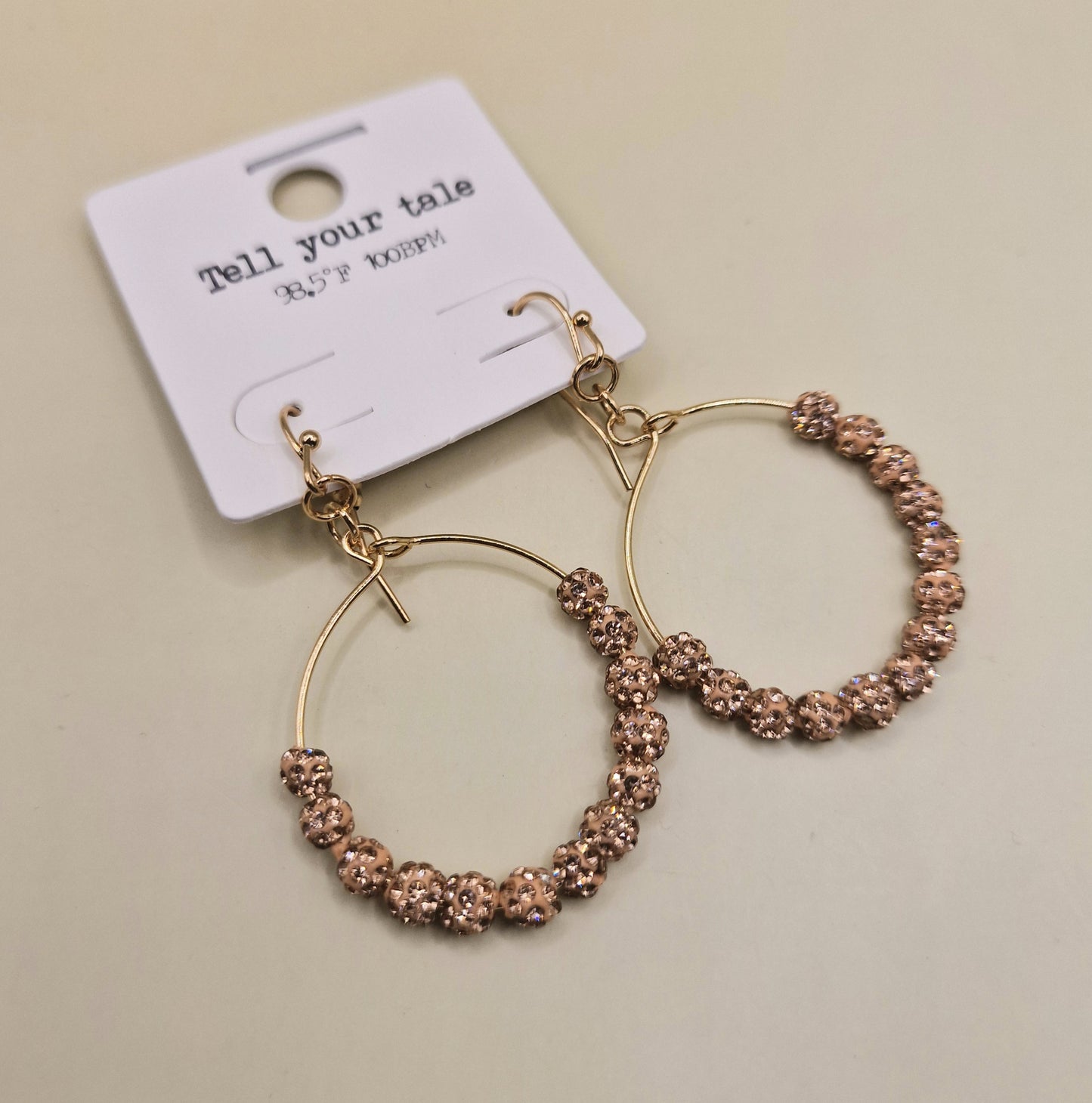 Rose Gold Crystal Ball Pierced Hoop Fashion Earrings AW26
