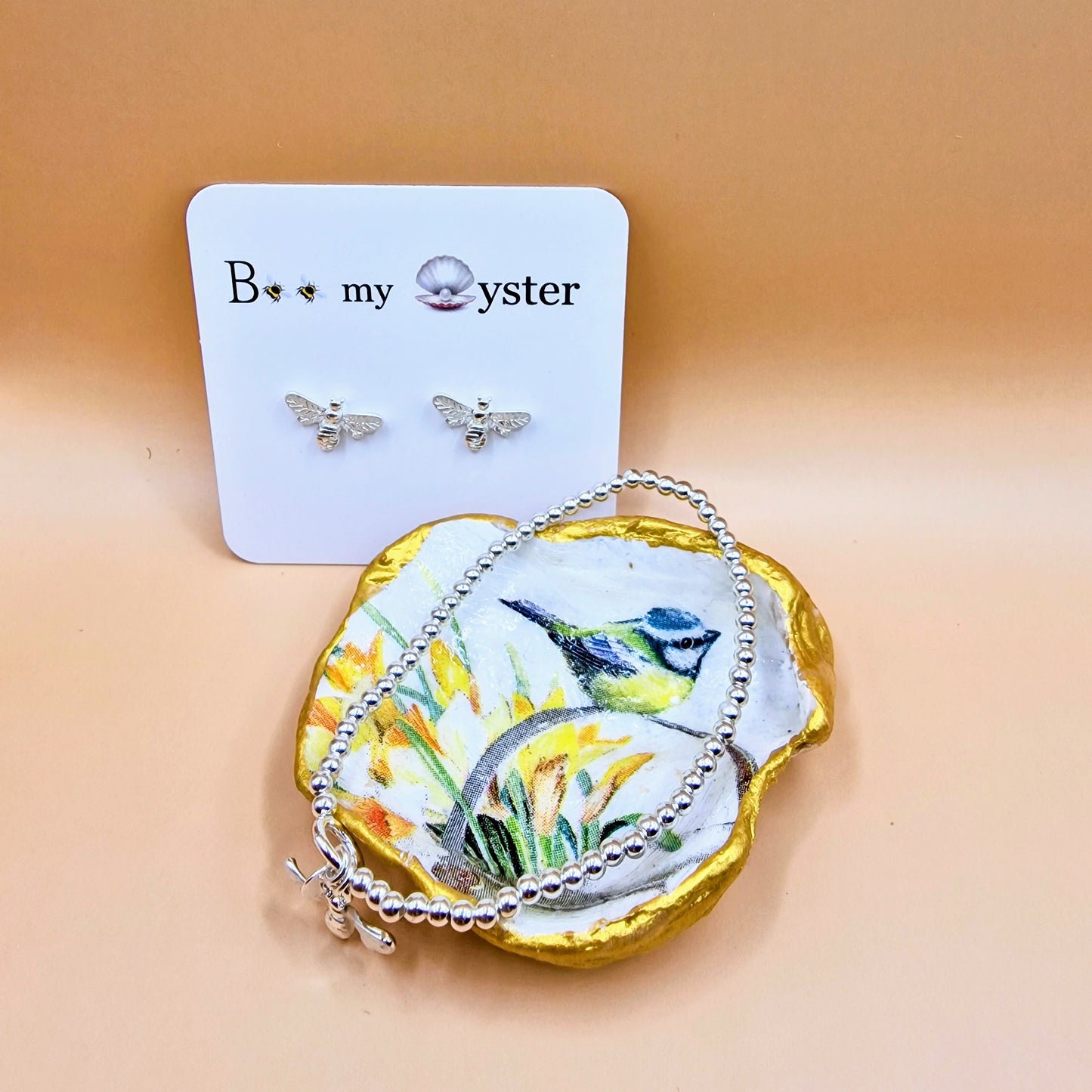 Blue Tit Watering Can Small Oyster Shell Trinket Dish