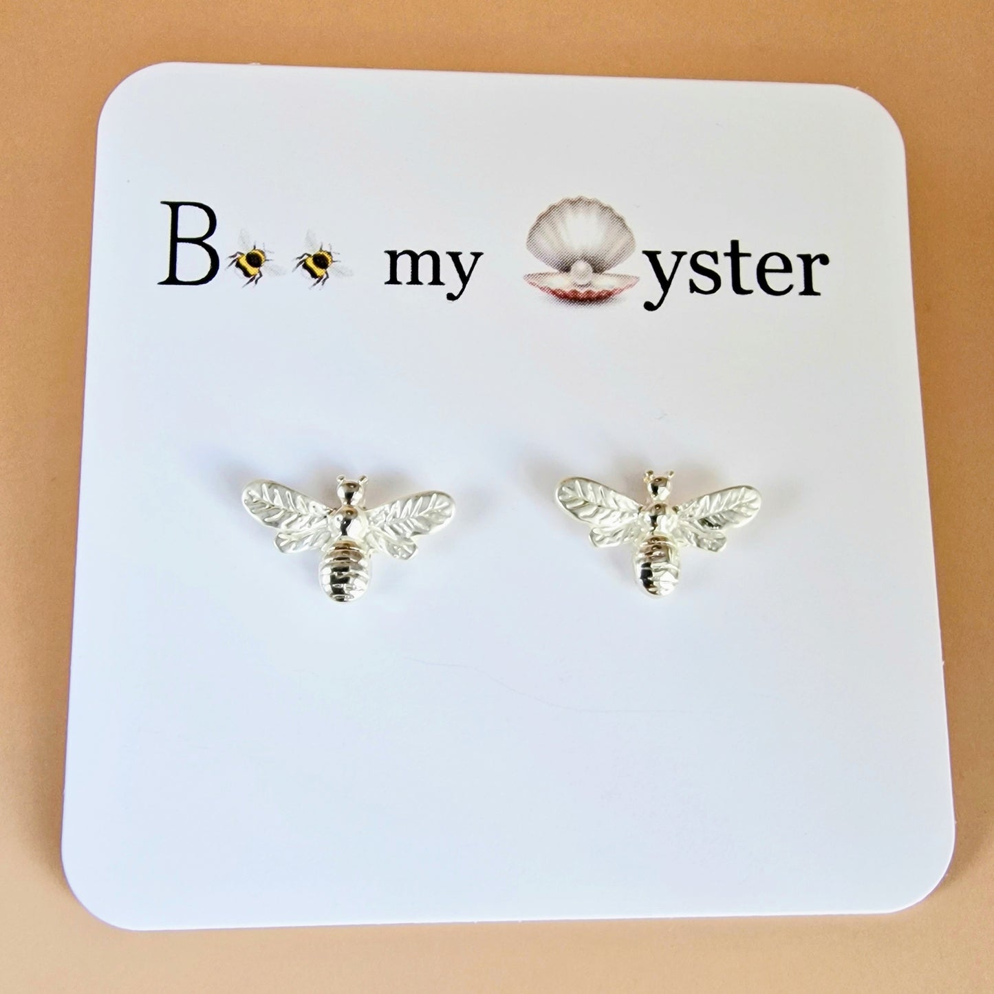 Delicate Bumble Bee Earrings Pierced Silver Colour