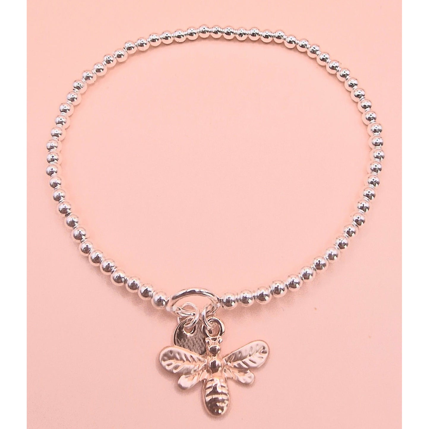 Delicate Bumble Bee Stretch Charm Bracelet Silver - Rose Gold Colour