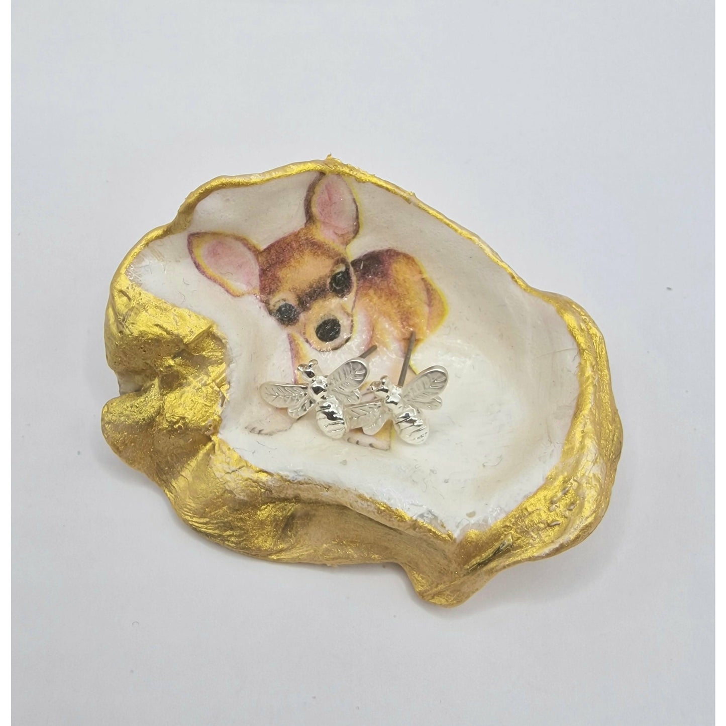 Chihuahua Brown Dog Oyster Shell Trinket Dish