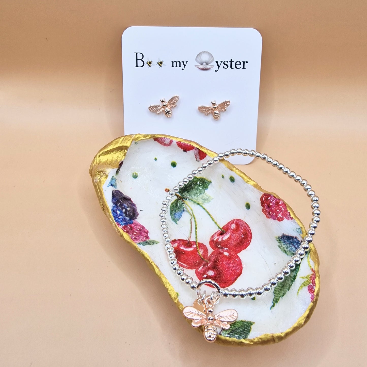 Cherries Small Oyster Shell Trinket Dish