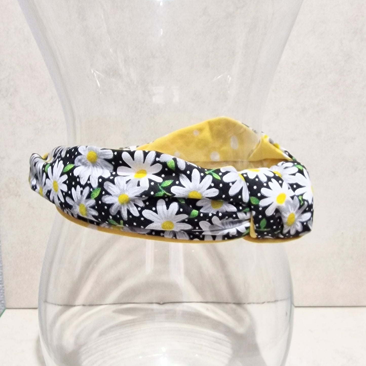 Hairband Spotty Daisy Cotton Fabric Bespoke Top Knot Headband